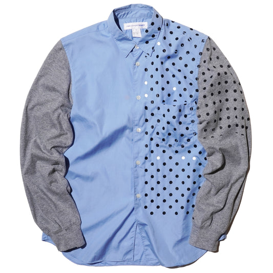 Comme des Garçons POLKA DOT AND COTTON SLEEVE PATCHWORK SHIRT