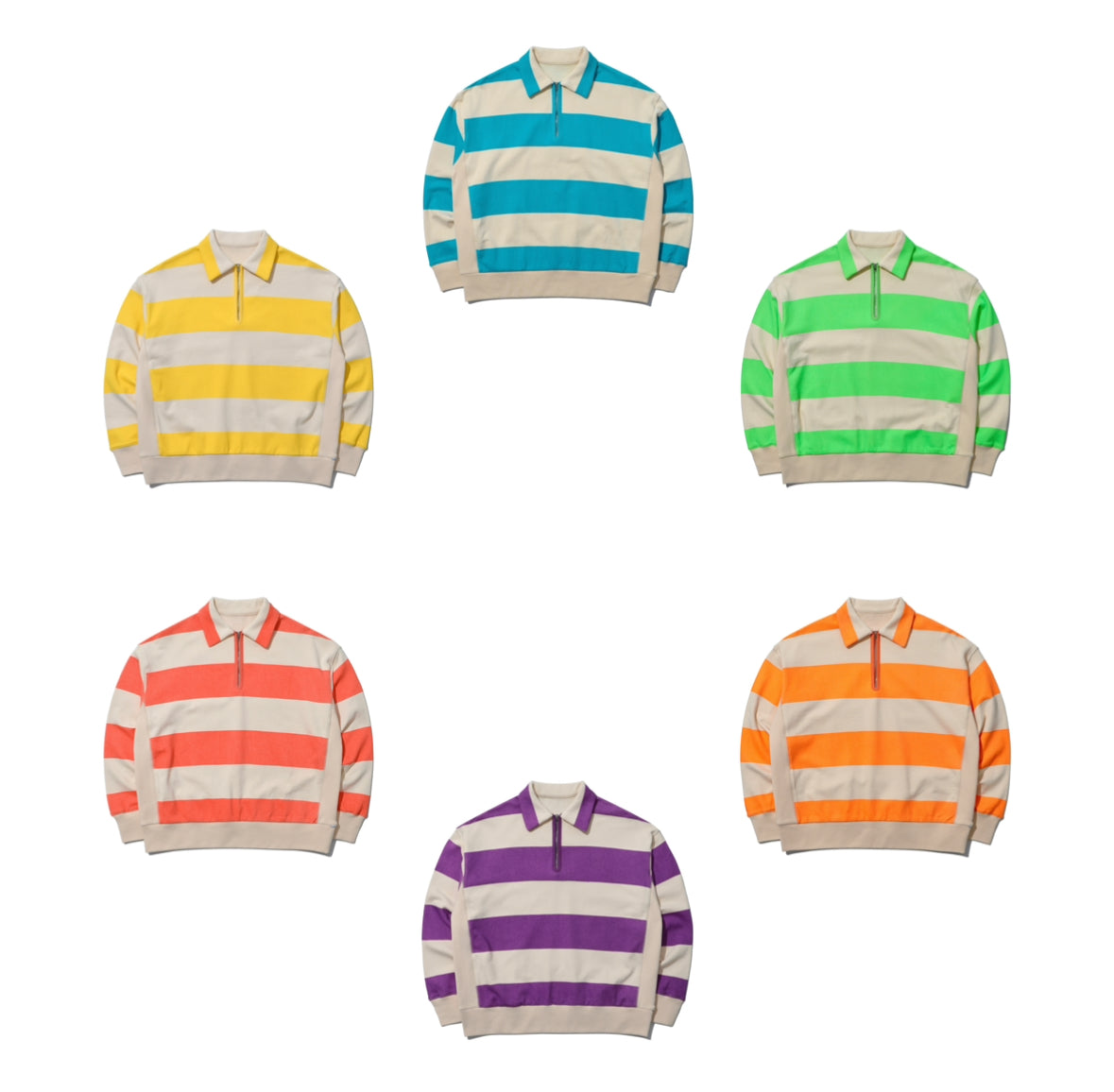 STRIPED HALF-ZIP PULLOVER