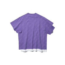 DOUBLE LAYER PATCHED S/S T-SHIRT (PURPLE w/ WHITE)