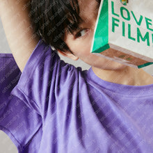 DOUBLE LAYER PATCHED S/S T-SHIRT (PURPLE w/ WHITE)