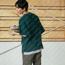 DOUBLE LAYER PATCHED S/S T-SHIRT (GREEN w/ GREY)