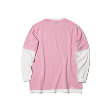ASTERISK MOCK TWO-PIECE LONG SLEEVE T-SHIRT LIGHT (PINK w/ WHITE)