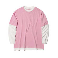 ASTERISK MOCK TWO-PIECE LONG SLEEVE T-SHIRT LIGHT (PINK w/ WHITE)