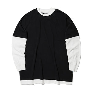 ASTERISK MOCK TWO-PIECE LONG SLEEVE T-SHIRT LIGHT (BLACK w/ WHITE)