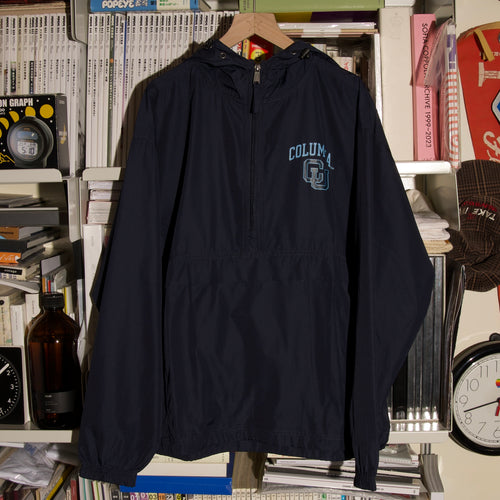COLUMBIA UNIVERSITY HALF-ZIP NYLON PULLOVER(NAVY)
