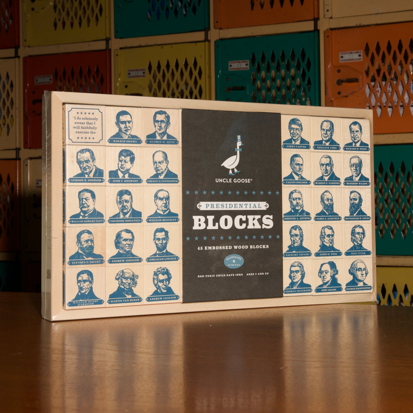 UNCLE GOOSE PRESIDENTIAL WOODEN BLOCKS 44 PRESIDENTS( WASHINGTON TO OBAMA)