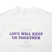 LOVE WILL KEEP US TOGETHER (TEAR US APART) S/S T-SHIRT (WHITE w/ PURPLE)