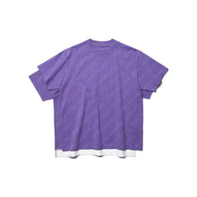 DOUBLE LAYER PATCHED S/S T-SHIRT (PURPLE w/ WHITE)