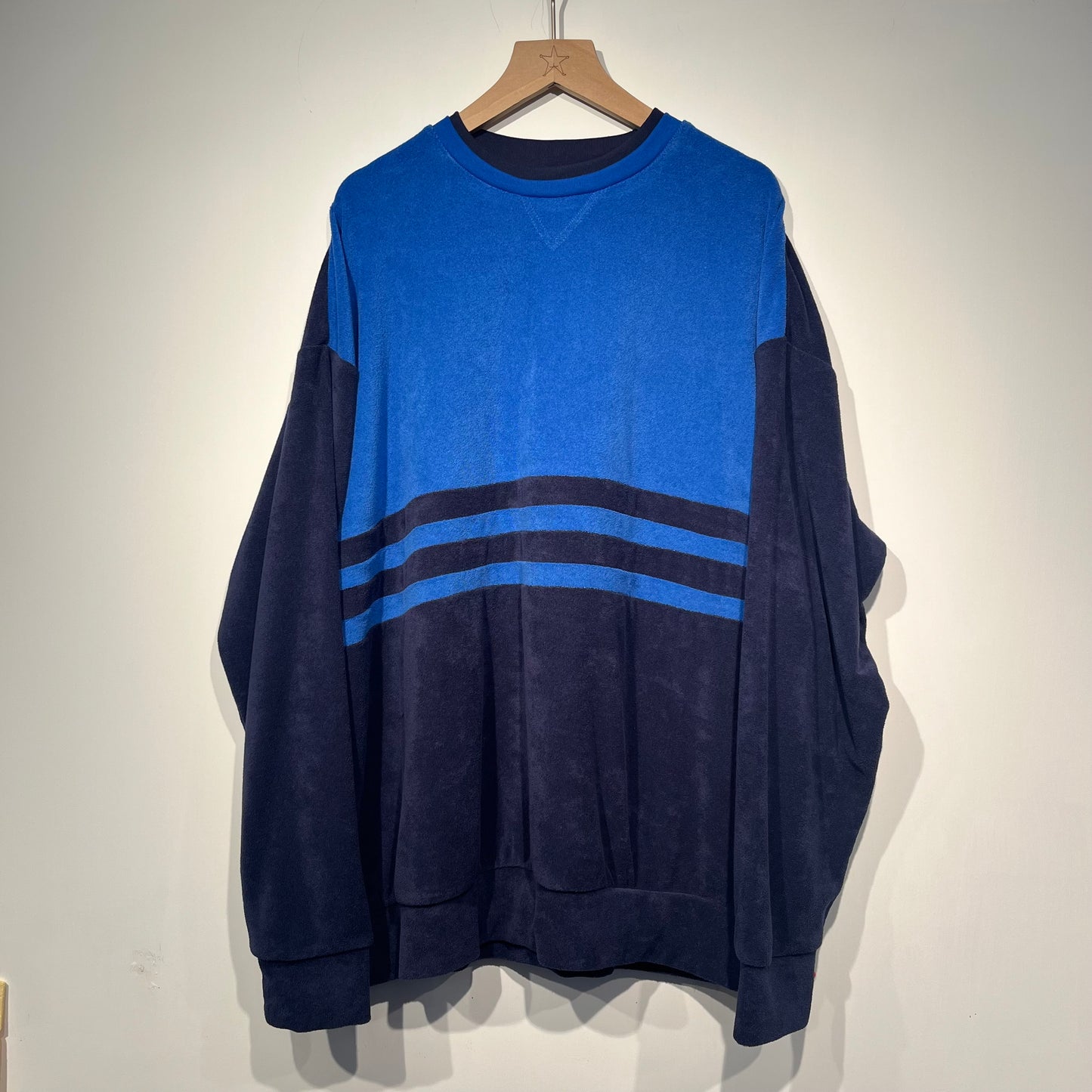 ASTERISK DOUBLE COLLAR TERRY SWEATSHIRT (NAVY)