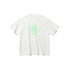 LOVE WILL KEEP US TOGETHER (TEAR US APART) S/S T-SHIRT (WHITE w/ NEON GREEN)