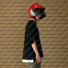 DOUBLE LAYER PATCHED S/S T-SHIRT (BLACK w/ WHITE)
