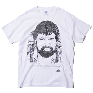 GREGORY "YOU DON'T CARRY A GREGORY, YOU WEAR IT." WAYNE GREGORY PORTRAIT T-SHIRT (WHITE)