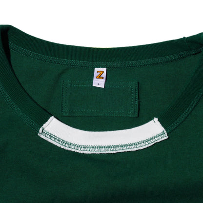 ZISE 011 SQUARE PATCHED T-SHIRT (GREEN w/ WHITE)