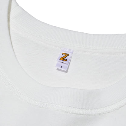 ZISE 010 MIDDLE STITCH T-SHIRT (WHITE w/ GREEN STITCHES)