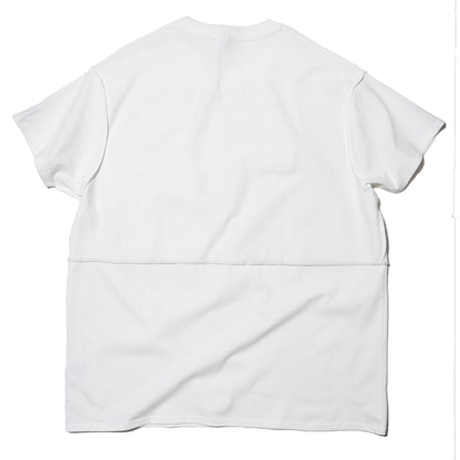 ZISE 010 MIDDLE STITCH T-SHIRT (WHITE w/ GREY STITCHES)