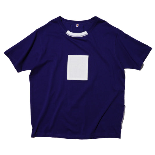 ZISE 011 SQUARE PATCHED T-SHIRT (NAVY w/ WHITE)