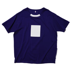 ZISE 011 SQUARE PATCHED T-SHIRT (NAVY w/ WHITE)