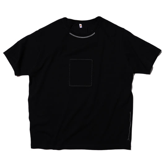 ZISE 011 SQUARE PATCHED T-SHIRT (BLACK w/ BLACK)