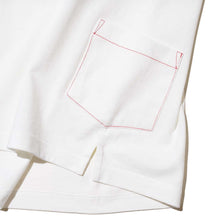 ZISE 008 DOUBLE POCKETS T-SHIRT (WHITE w/ RED STITCHES)