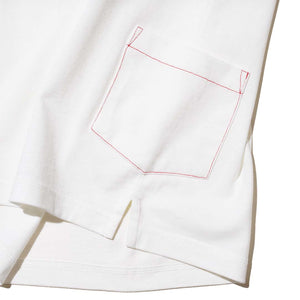 ZISE 008 DOUBLE POCKETS T-SHIRT (WHITE w/ RED STITCHES)