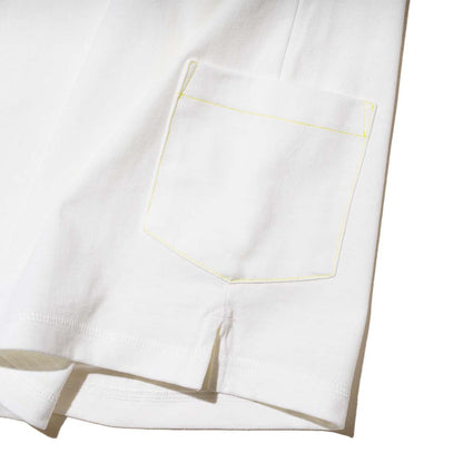 ZISE 008 DOUBLE POCKETS T-SHIRT (WHITE w/ YELLOW STITCHES)