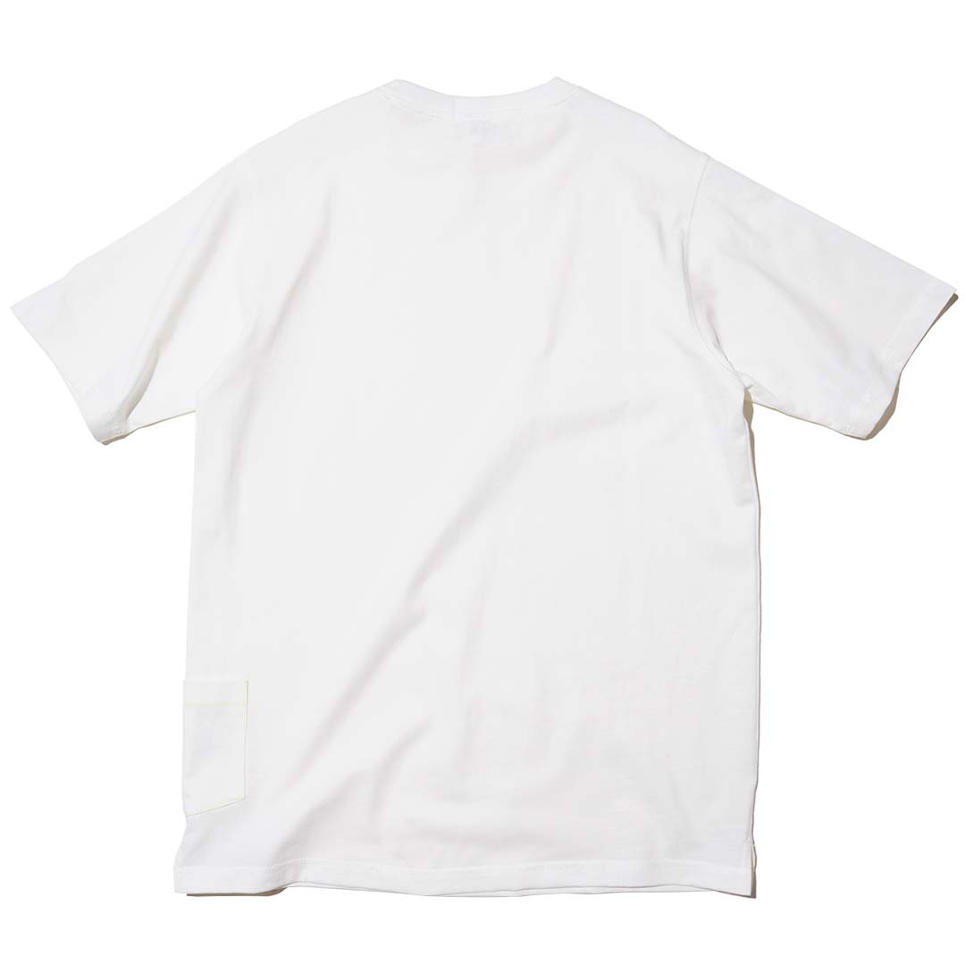 ZISE 008 DOUBLE POCKETS T-SHIRT (WHITE w/ YELLOW STITCHES)