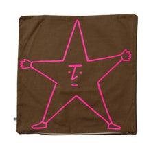 ZISE 005 ASTERISK LOGO CUSHION COVER by ZISE (BROWN / NEON PINK)