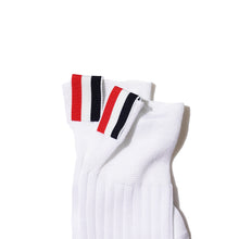 Thom Browne Mid Calf Sheer Stripe Socks (White)