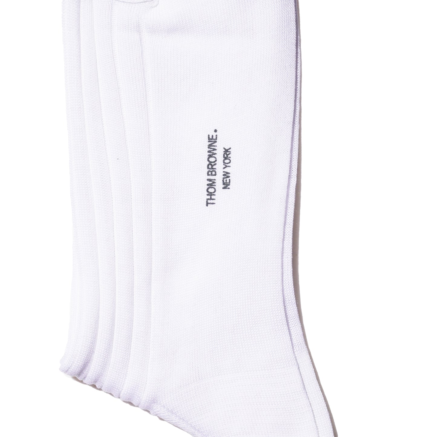 Thom Browne Mid Calf Sheer Stripe Socks (White)