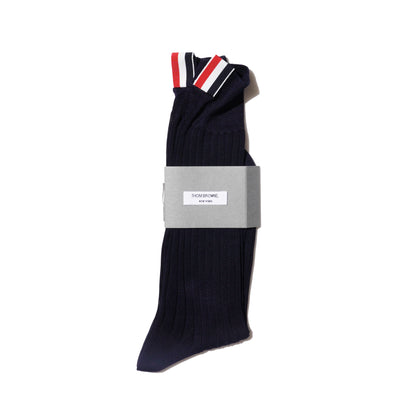 Thom Browne Mid Calf Sheer Stripe Socks (NAVY)