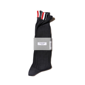 Thom Browne Mid Calf Sheer Stripe Socks (GREY)