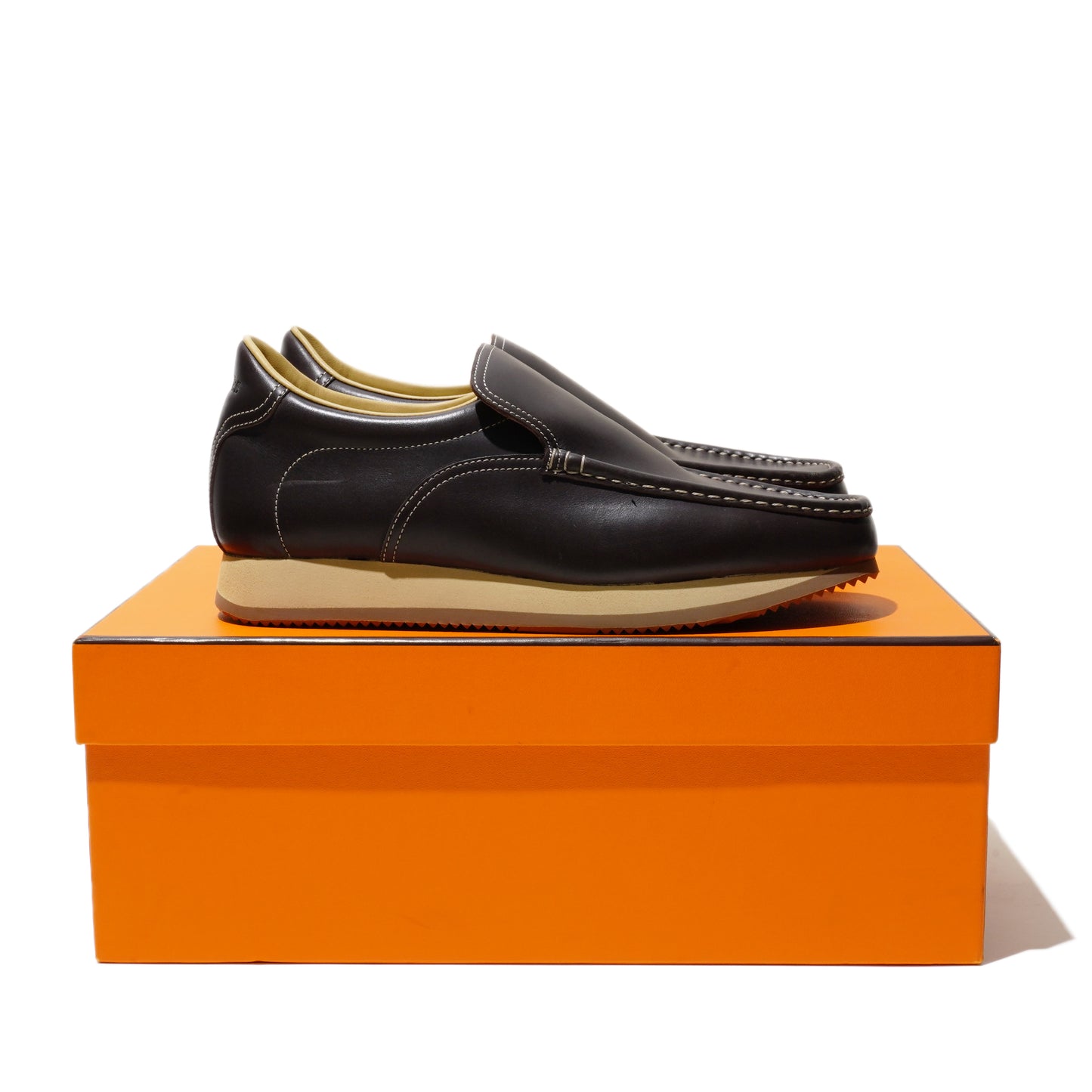 Hermès Leather Slip-on Sneakers (Brown)