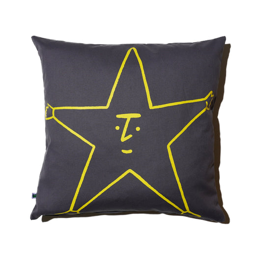 ZISE 005 ASTERISK LOGO CUSHION COVER by ZISE (DARK GREY / YELLOW)