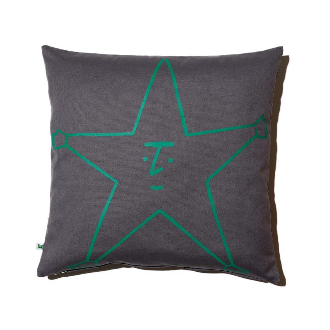 ZISE 005 ASTERISK LOGO CUSHION COVER by ZISE (GREY / GREEN)