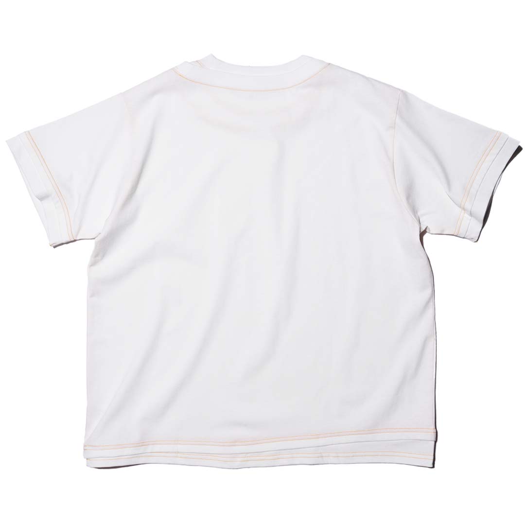 ZISE 007 SHORT SLEEVE T-SHIRT (WHITE w/ ORANGE STITCHES)